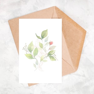 Carte postale aquarelle , carte de voeux, bouquet fleurs aquarelle, fleurs cocooning aquarelle