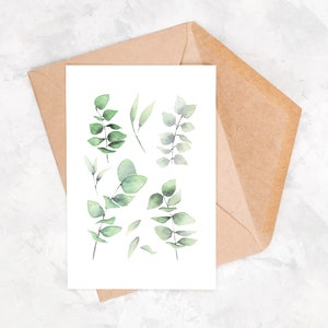 Aquarellpostkarte, Grußkarte, Aquarell-Eukalyptusmuster, zeitlose Postkarte