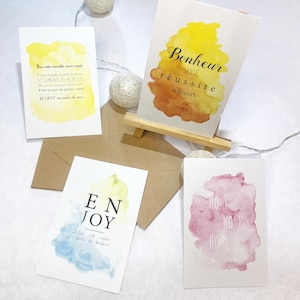 Set of 4 cards | Happy New Year | Merry Christmas | greeting card | Christmas card | watercolor card