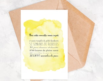 Buon anno | biglietto d'auguri | cartolina di Natale | tessera famiglia | carta da acquerello