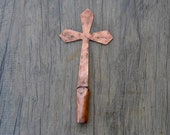 Vintage copper lightning holy cross shape weathervane finial top spike rod