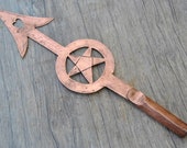 Vintage copper lightning son star arrow burst weathervane finial top spike rod