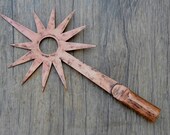 Vintage copper lightning sun star burst 11 point weathervane finial top spike rod 13 quot