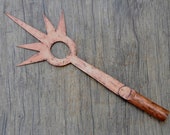 Vintage copper lightning sun star burst 5 point weathervane finial top spike rod 13 quot