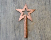 Vintage copper lightning sun star burst weathervane finial top spike rod decor