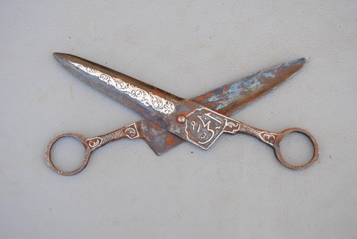 Vintage steel ottoman turkish scribes scissor silver Etsy