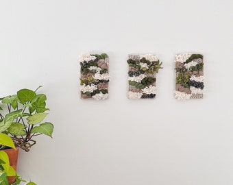 pine snow triptych | Fiber Wall Art/Fiber Art/Neutral Wall Art/Wall Art for Hallway/Green Wall Hanging/Winter Decor/Winter Wall Decor Weavin