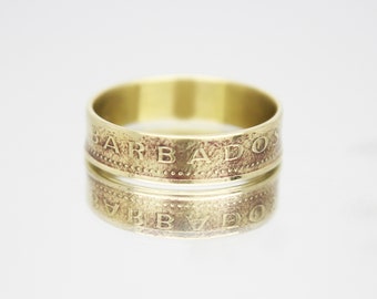 Barbados Coin Ring 5 cents 1973-2007, coin ring for men, womens coin ring, mens coin ring, money ring