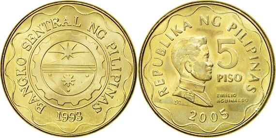 2946【フィリピン】人物コイン　新5ペソ　硬貨　ランダム50枚 新・5ペソ硬貨に描かれた人物は？ | 【セブ国際ボランティア