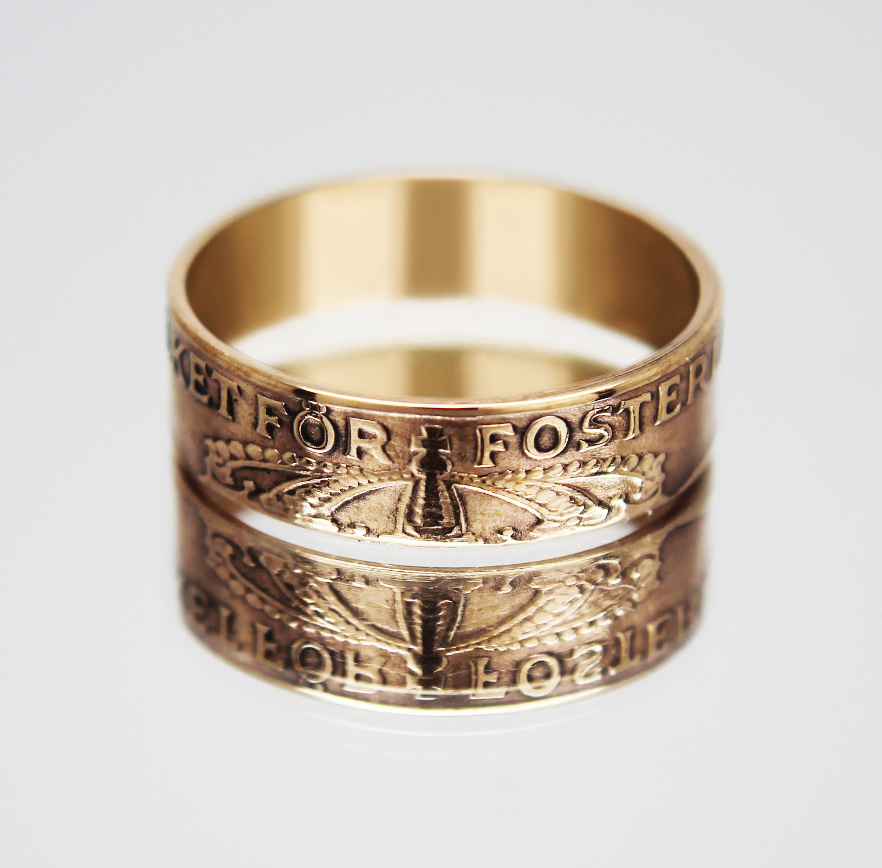 Sweden Coin Ring 2 ore 1909-1950, coin ring for men, womens coin ring, mens coin ring, money ring
