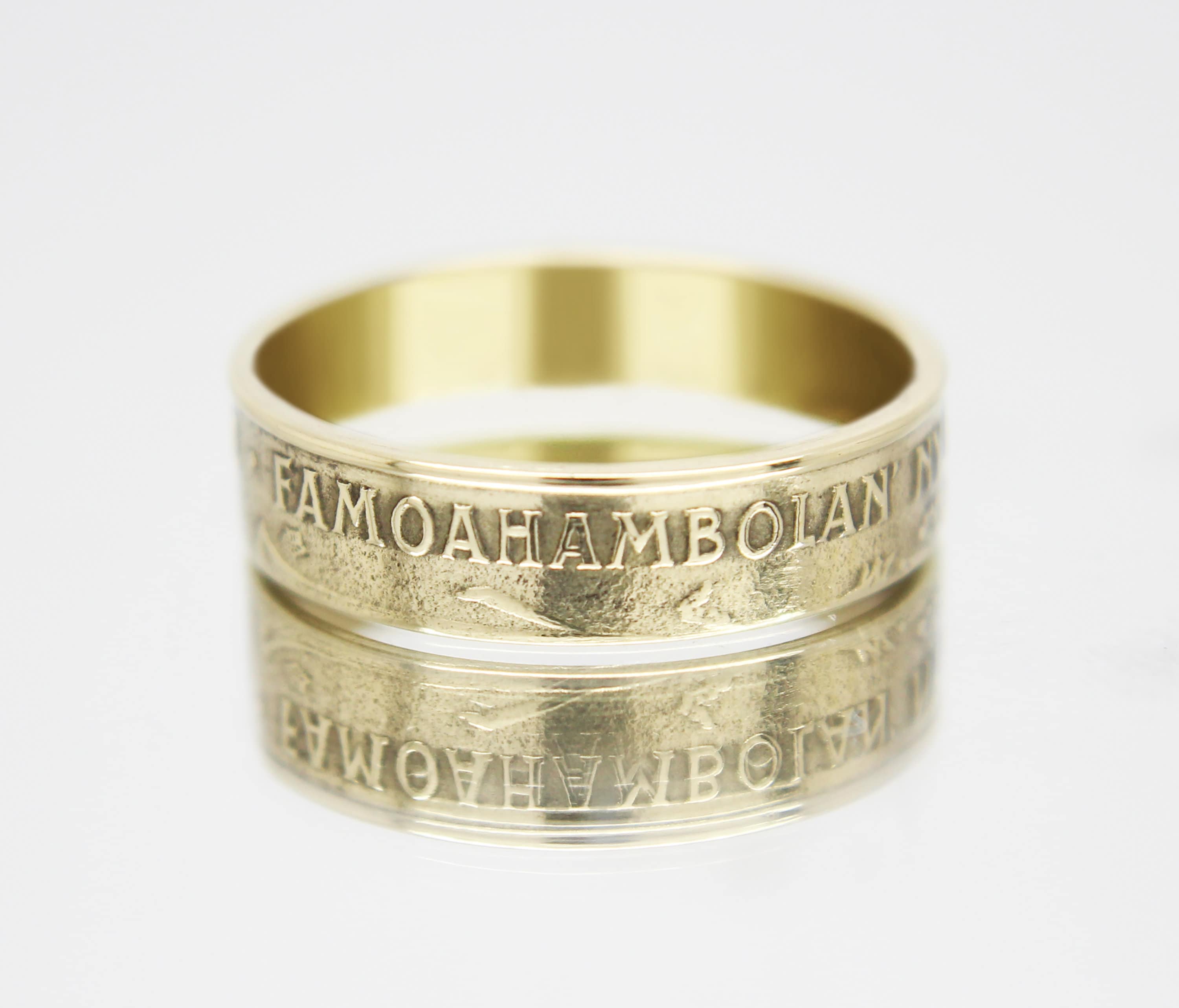 Anillo con moneda de Madagascar de 10 francos (1970-1989), anillo para hombre, anillo para mujer, anillo para hombre, anillo para dinero.