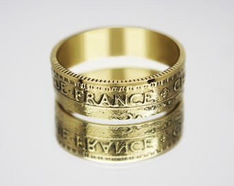 France Coin Ring 1 francs 1923, coin ring for men, womens coin ring, mens coin ring, money ring