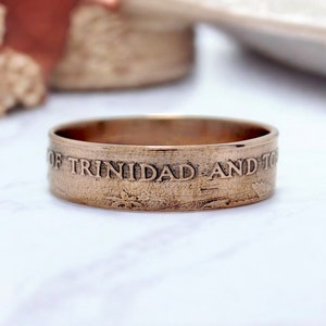Trinidad and Tobago Coin Ring 5 cents 1976-2016, coin ring for men, womens coin ring, mens coin ring, money ring
