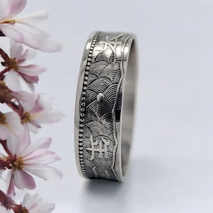 Japanse muntring 10 sen 1920-1926, man Japan ring, Japanse metalen ring, Japanse ring voor man, Japan 10 yen muntring, Japanse yen muntring