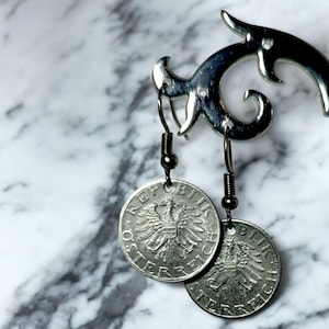 Austrian Coin Earrings Handmade, Austrian Coin Gift Earrings, Austrian Coin Earrings Gift, Handmade Coin Earrings Austrian,Austrian Earrings