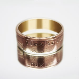 Turkey Coin Ring 100 000 lire 1999-2000, womens coin ring, mens coin ring, money ring