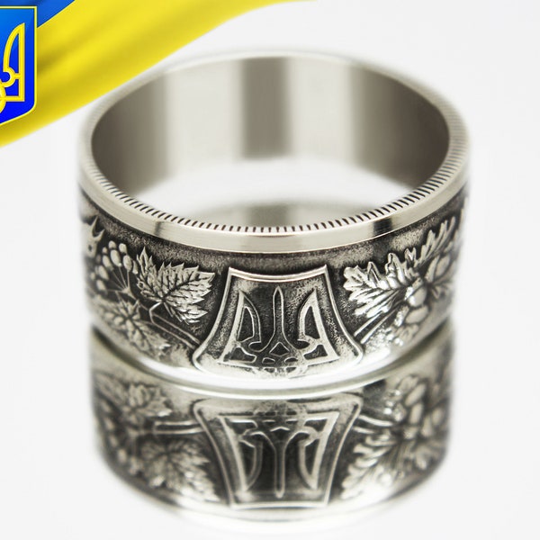 Ukraine Coin Ring 2 hryvnia 2006-2016, coin ring for men, womens coin ring, mens coin ring, money ring, made in ukraine