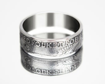 Sweden Coin Ring 2 ore 1942-1950, coin ring for men, womens coin ring, mens coin ring, money ring
