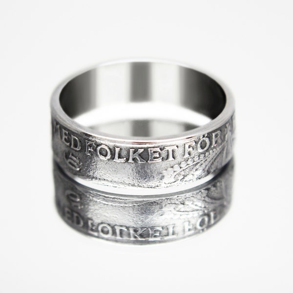 Sweden Coin Ring 2 ore 1942-1950, coin ring for men, womens coin ring, mens coin ring, money ring