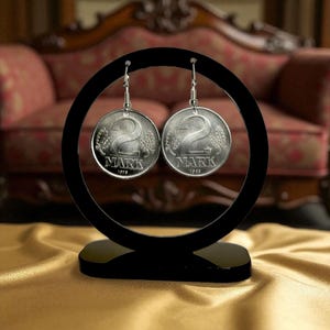 Vintage German Coin Earrings, German Coin Earrings Gift, German Coin Charm Earrings, German Coin Art Earrings, German Coin Earrings Women