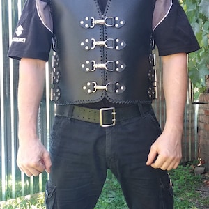 Leather Motorcycle Vest, Black Leather Vest,Biker Vest,Leather Armor Vest,Motorcycle Vest,Steampunk Vest Men,Leather Vest Men,Steampunk Vest