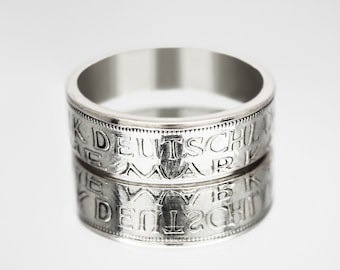 Duitsland Coin Ring Zilver 5 mark 1965 Duitse muntring, muntring voor mannen, zilveren muntring, Duitse muntring