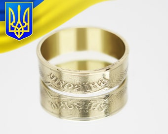 Ukraine Coin 50 kopecks 1992-2010 (brass) Ukraine Jewelry Ukrainian Jewelry Ukrainian Necklace Ukraine Ring Ucraina Ucrania Tryzub