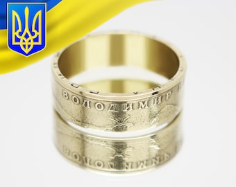 Ukraine Coin Ring 1 Hryvnia 2004-2018 Ukraine Jewelry Ukrainian Jewelry Ukrainian Necklace Ukraine Ring Ucraina Ucrania Tryzub Trident