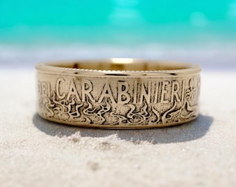 Italy Coin Ring 200 lire 1994 Carabinieri, coin ring for men, italian coin ring, womens coin ring, mens coin ring, money ring