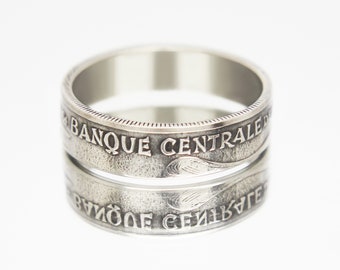 West African States Coin Ring 50 francs 1972-2011, coin ring for men, womens coin ring, mens coin ring, money ring