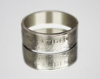 Sweden Coin Ring 1 Krona Carl XVI Gustaf 2005, coin ring for men, womens coin ring, mens coin ring, money ring