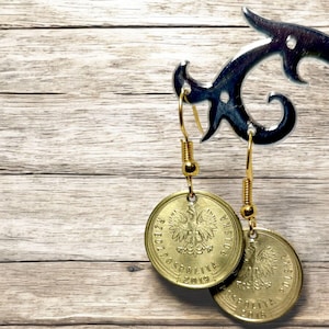 Polish Coin Earrings Gift, Polish Coin Earrings Women, Polish Coin Art Earrings, Polish Coin Earrings Set, Vintage Polish Coin Earrings