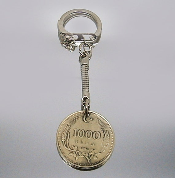 Keychain Key Ring Keychain Coin Coin Keychain Motorbike Key 100 Lira Turkey Etsy Ireland