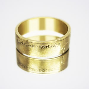 Israel Coin Ring 1/2 New Sheqel 1985-2015, coin ring for men, womens coin ring, mens coin ring, money ring