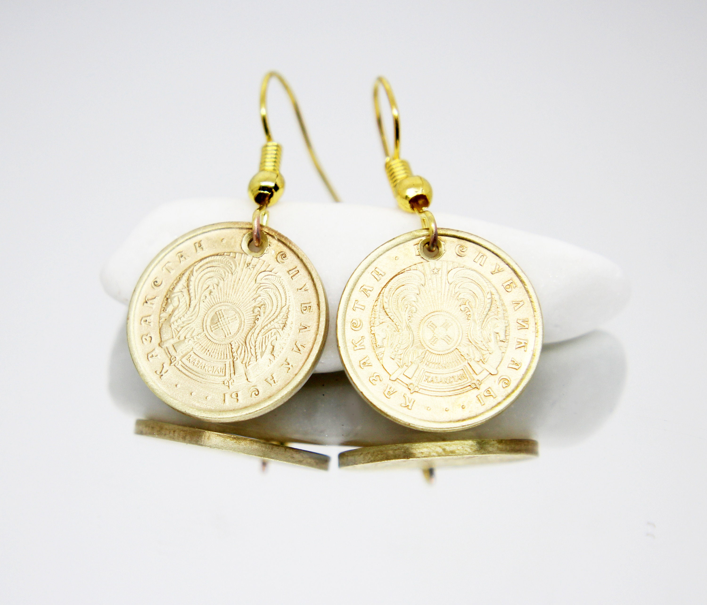 Gold Earrings, Dangle Earrings, Coin Earrings, Minimalist Earrings, Coin  Jewelry, Simple Earrings D70 - Etsy | Coin jewelry, Coin earrings, Gold bar  earrings
