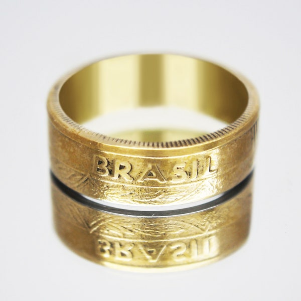 Brazil Coin Ring 25 centavos 1998-2022, coin ring for men, womens coin ring, mens coin ring, money ring