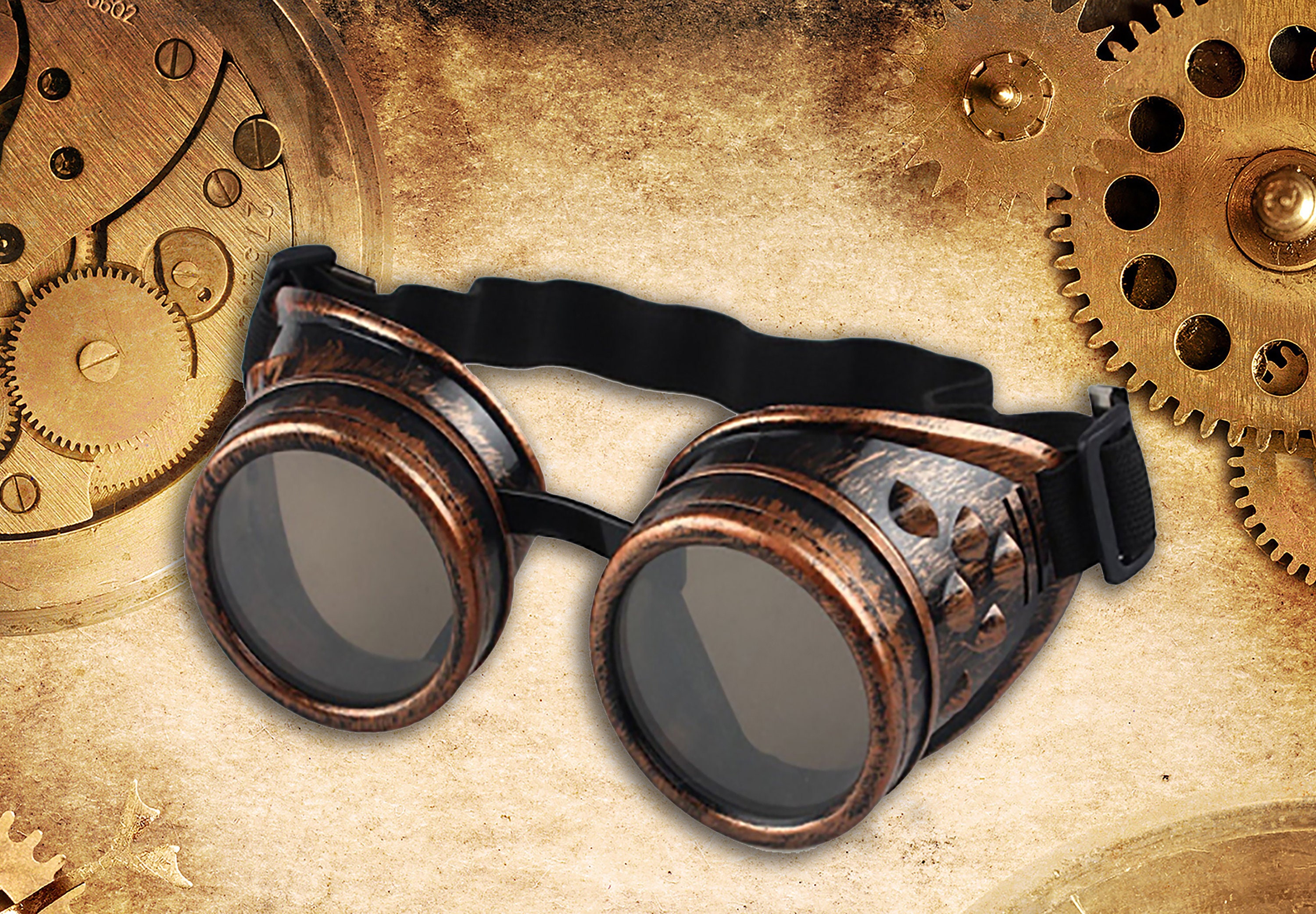 Enjoy Your Steampunk Victorian Style Goggles with Compass Design, Azure  Blue Lenses & Ocular Loupe : Clothing, Shoes & Jewelry 