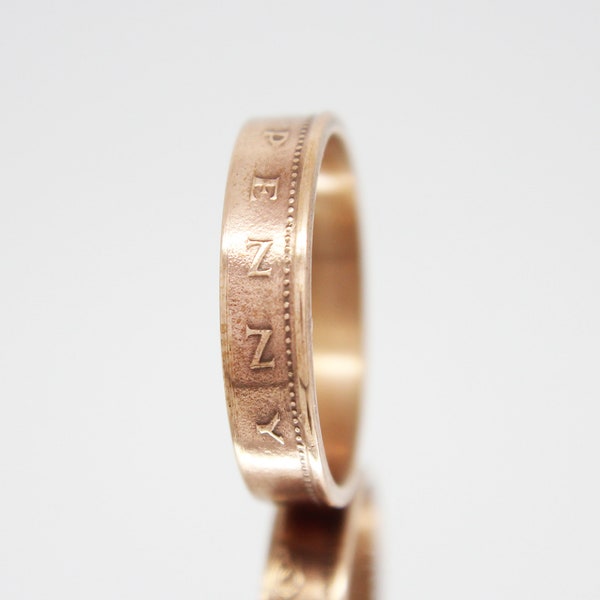 Great Britain Coin Ring New Penny 1981 thistle ring, coin ring for men, womens coin ring, mens coin ring, money ring