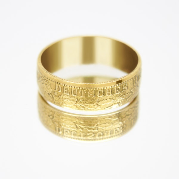Gold Coin Ring Germany 1 Mark 1873-1916 (replica) 18k gold plated ring german coin ring   coin rings gift, german coin ring