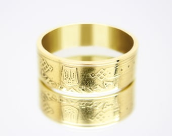 Anillo de moneda de Ucrania 1 grivna 2004-2018, joyas de Ucrania, joyas de Ucrania, collar de Ucrania, anillo de Ucrania, Ucrania, tridente Tryzub de Ucrania