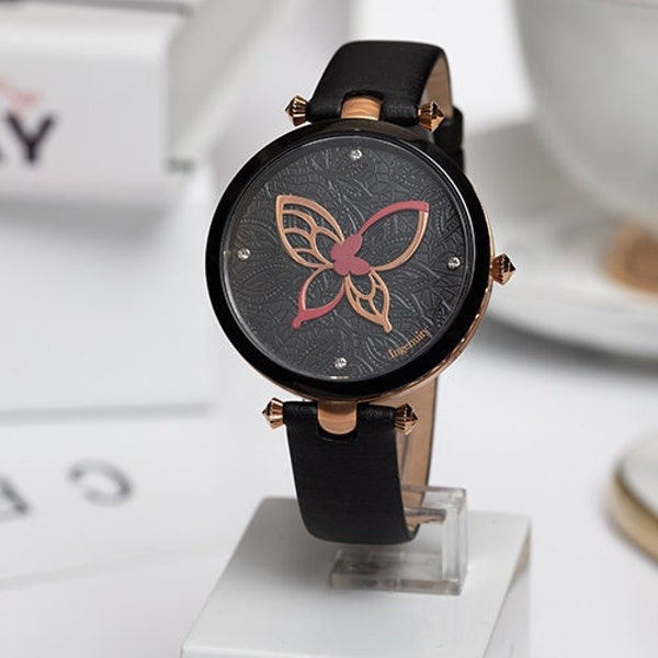 Deluxe Black Butterfly Lady Watch - Timeless Elegance* This exquisite and elegance timepiece is  to make a lasting impression.