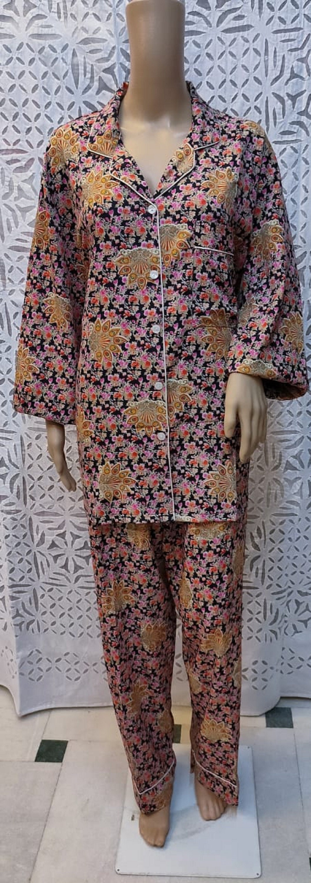 Indian Pajama Set Floral Pajama Set Bridesmaids PJ Set Hand Etsy