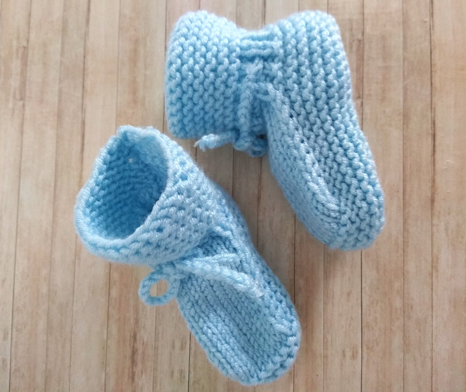 KNITTED BABY SOCKS on two needles Blue Pattern flat | Etsy
