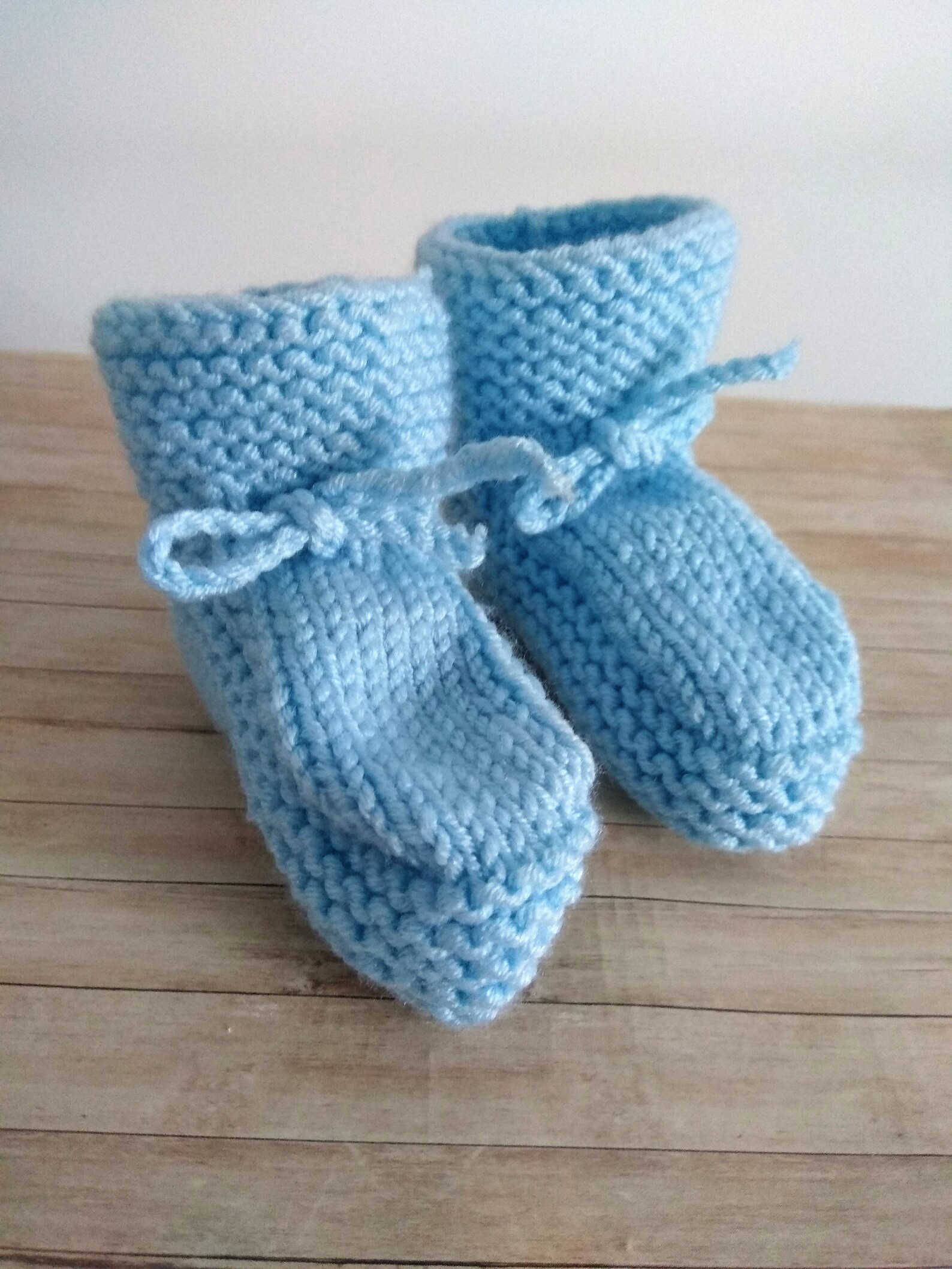 KNITTED BABY SOCKS on two needles Blue Pattern flat Etsy