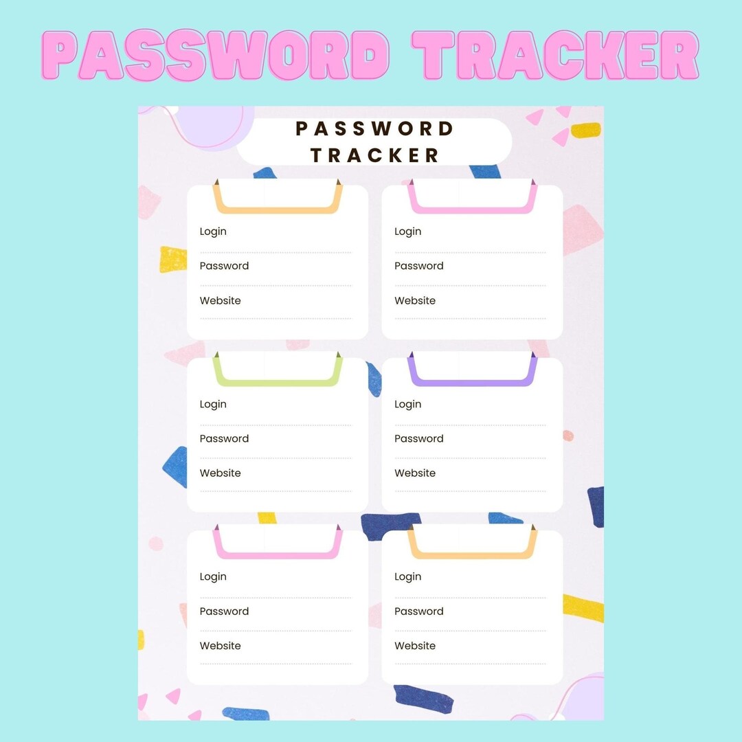 Printable Password Tracker Log Password Organizer Password List Keeper ...