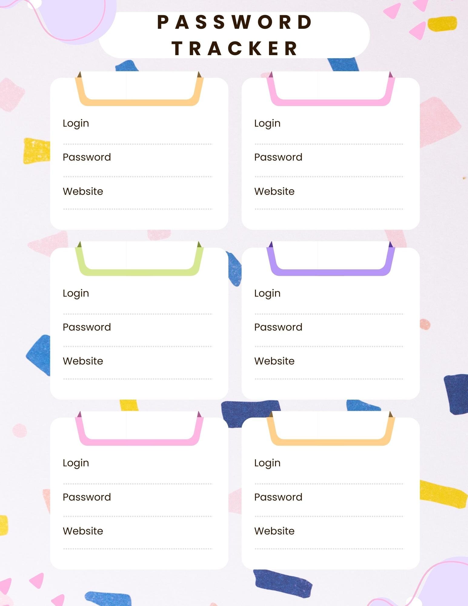 Printable Password Tracker Log Password Organizer Password List Keeper ...