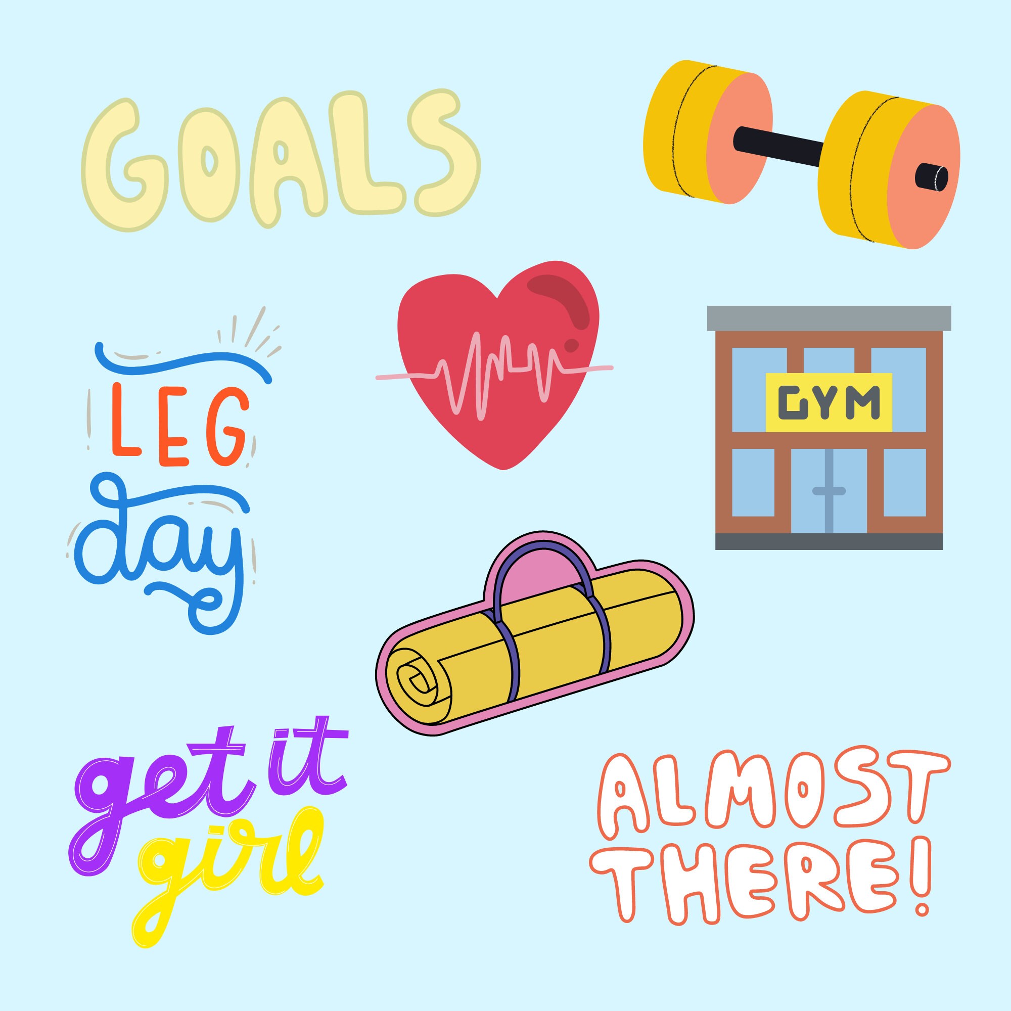Fitness Digital Stickers, Motivational Stickers, Gym Stickers ...