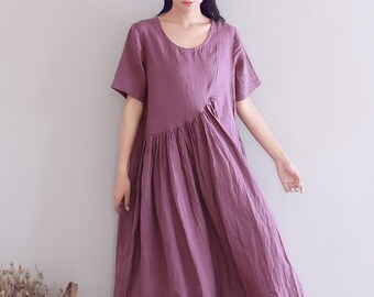 linen short frock designs