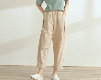 Women pleated skirt pantsyoga skirt pantsplus size trousersoversized pantselastic waist casual pantsasymmetrical trousers K1661