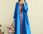 Women Long Soft Cotton Linen Cardigan Dress with Pockets Long Sleeves Jacket Casaul Loose Maxi Dresses Coat Customized Plus Size Clothing